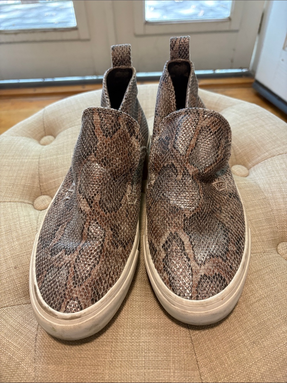 SeaVees Huntington Middle Mulholland Slip On Sneakers in Brown Snakeskin Print